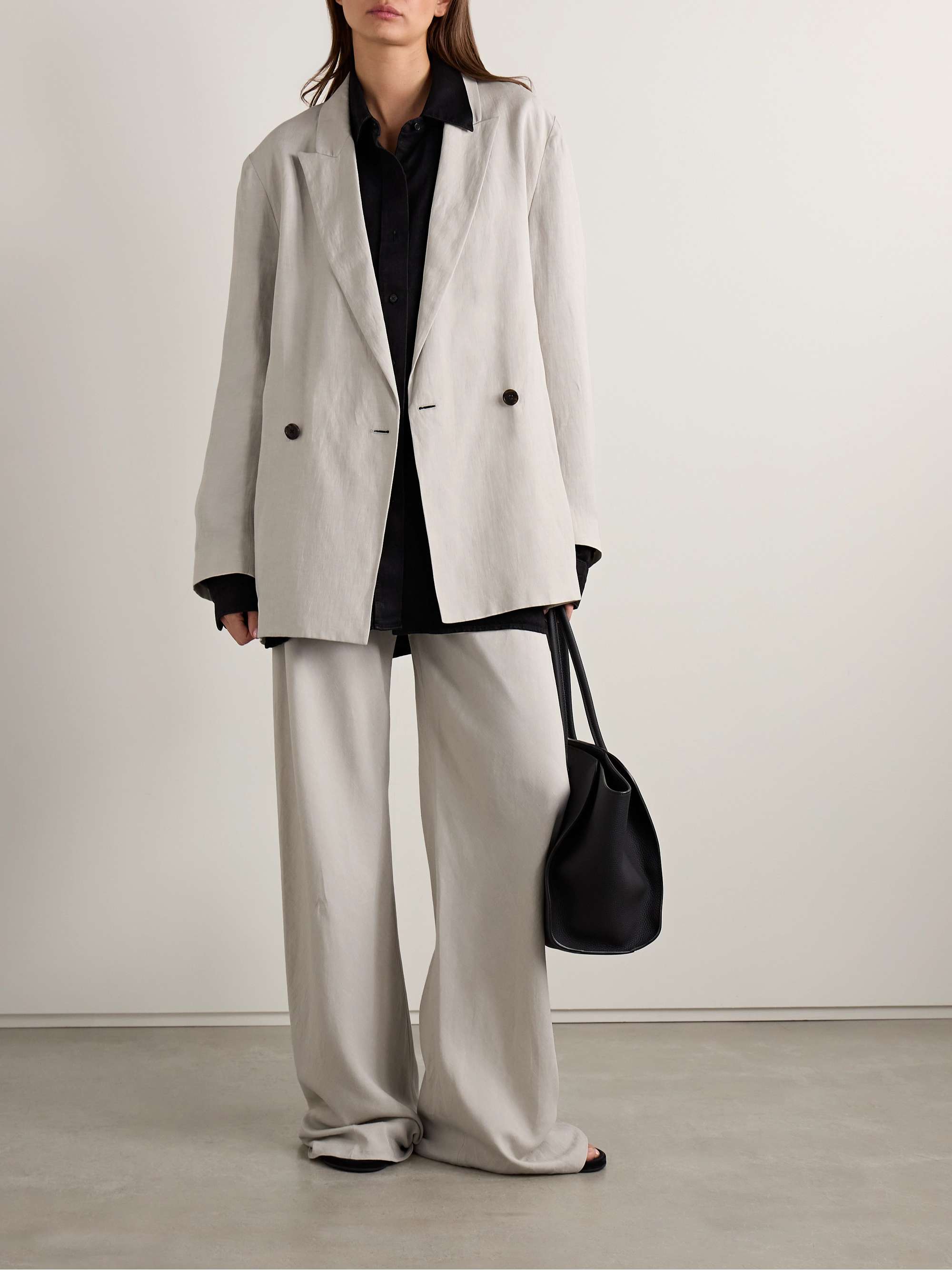Nat Double-Breasted Silk and Linen-Blend Blazer
