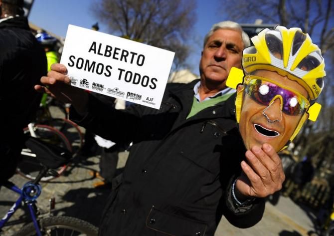 "We are all Alberto" - support for Contador in his home town of Pinto following his two-year ban