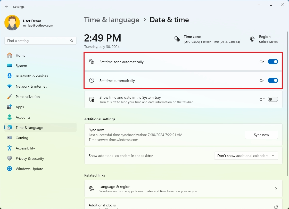 Set time zone and time automatically