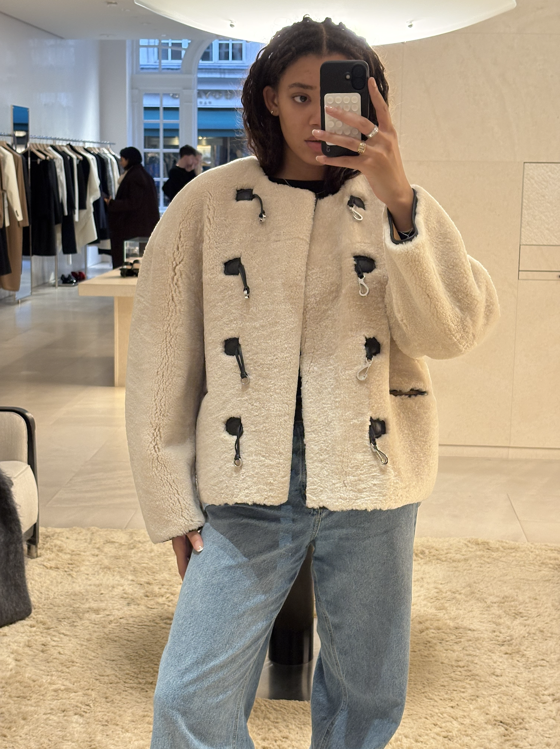 Teddy Shearling Clasp Jacket Off-White