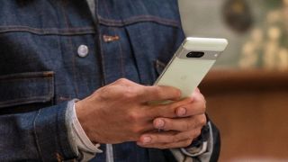 Google Pixel 7 being held by a person