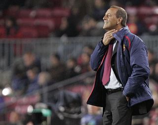 Johan Neeskens gestures during a Champions League Group E football match against Stuttgart at the Camp Nou stadium in Barcelona, 12 December 2007.