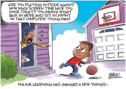 Editorial Cartoon U.S. online learning childhood COVID