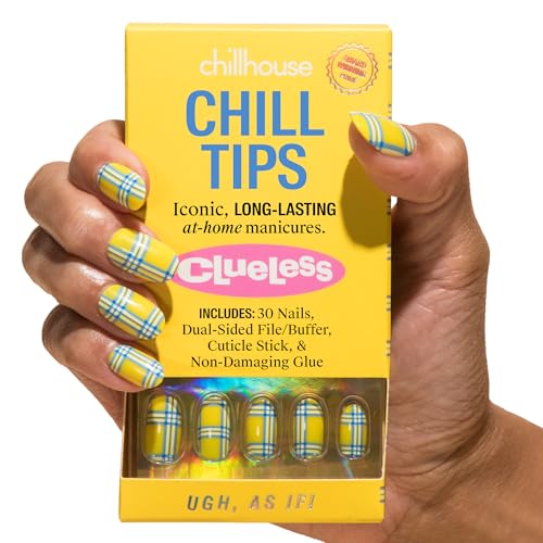 Chillhouse - Chill Tips, Press on Nails Kit - Ugh, as If (oval) - 24 Nail Shapes &amp;amp; Sizes - Up to 2 Weeks of Wear - Customizable Fit - Reusable - Latina Founded &amp;amp; Women Owned - Beauty &amp;amp; Self Care