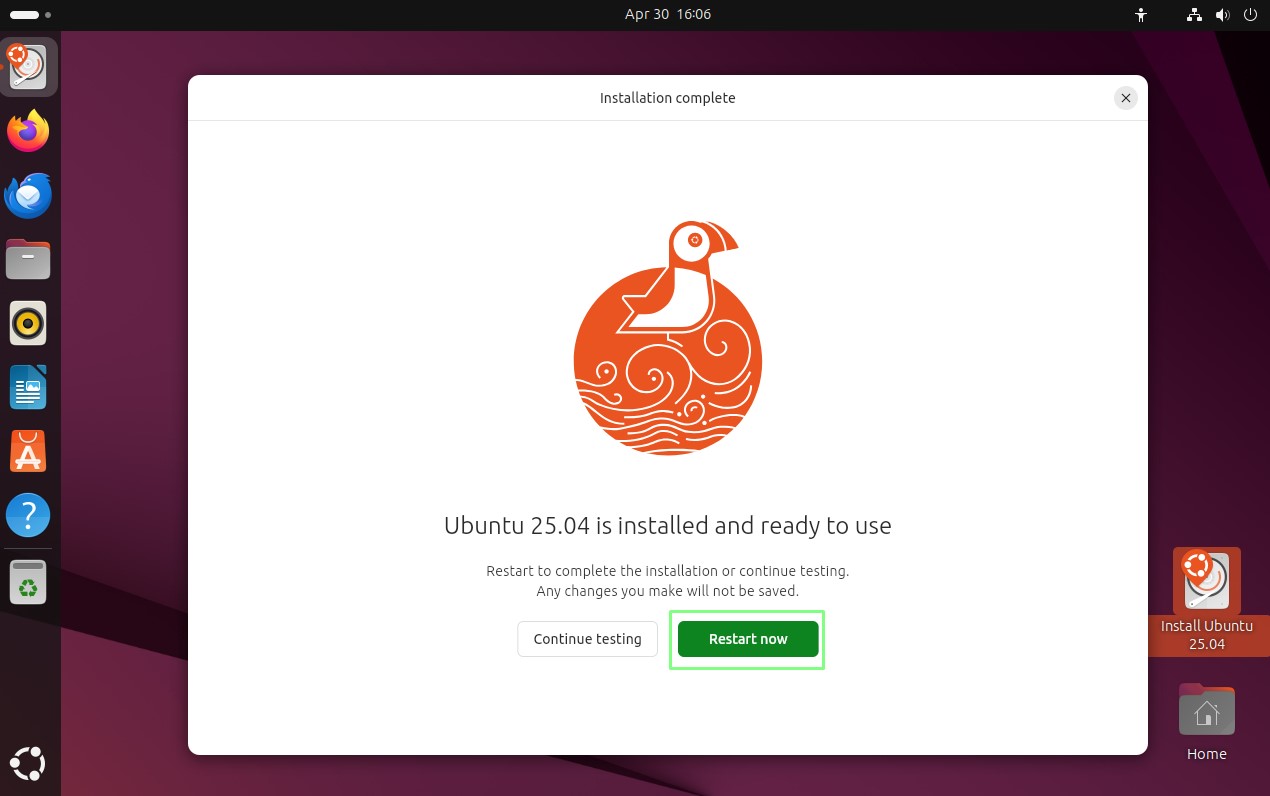 Ubuntu install screenshot