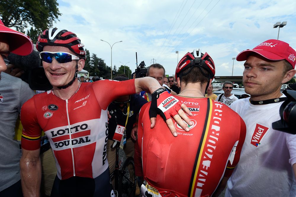 Andre Greipel celebrates his win.