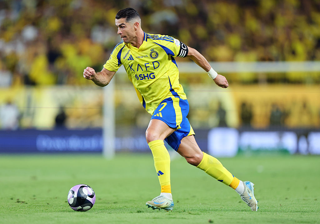 Cristiano Ronaldo of Al Nassr runs with the ball during a Saudi Pro League match