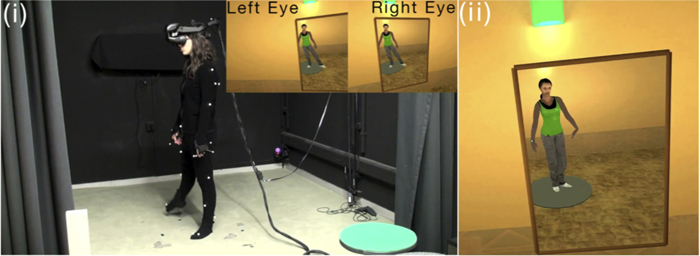 Immersive virtual reality enhances the illusion of embodying a different body.