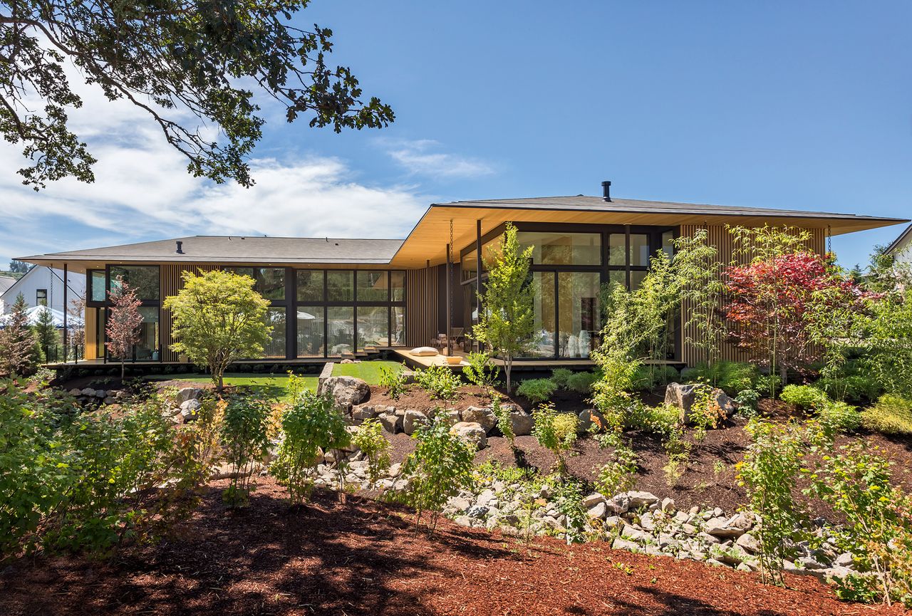 Suteki House, in Happy Valley, Oregon, US, has full-length windows and Japanese wood interiors. It’s on the market at $1.588m via www.christiesrealestate.com.