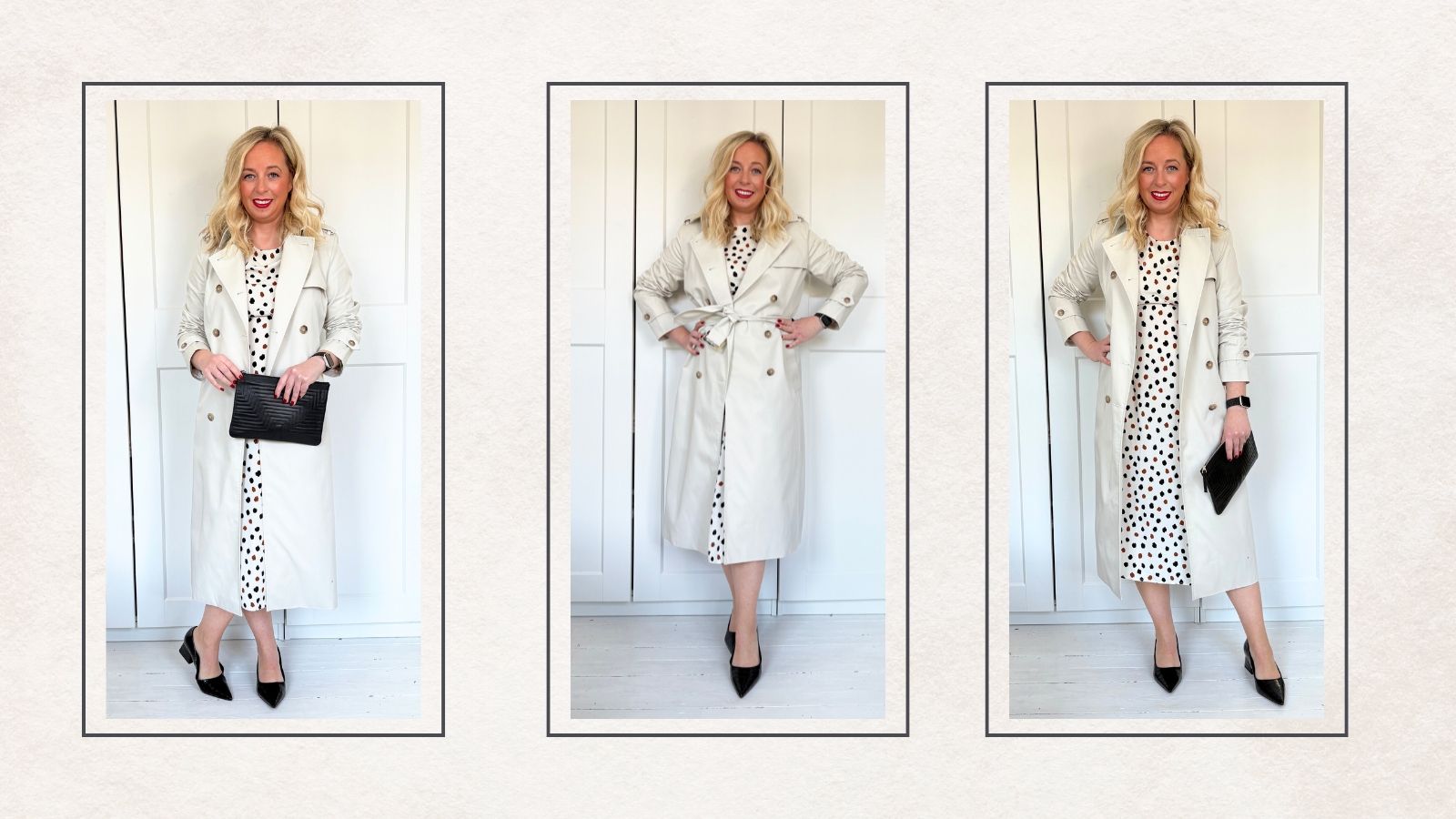 Antonia Kraskowski wearing a trench coat