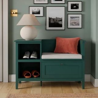 storage bench with cushion for hallway