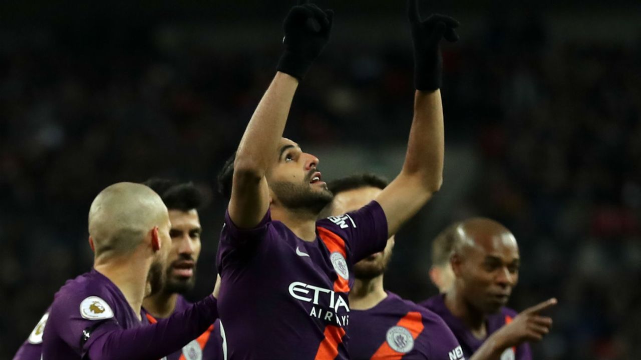 Manchester City winger Riyad Mahrez scored the winning goal against Tottenham at Wembley