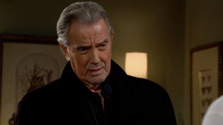 Eric Braeden as Victor Newman in a black coat in The Young and the Restless