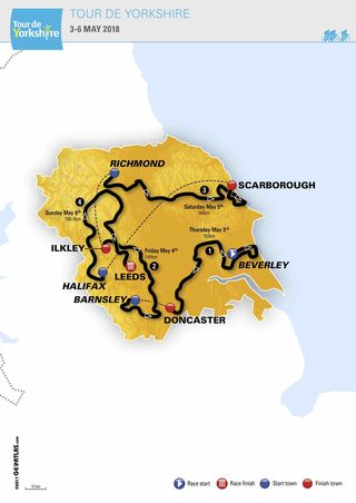 The route map of the 2018 Tour de Yorkshire