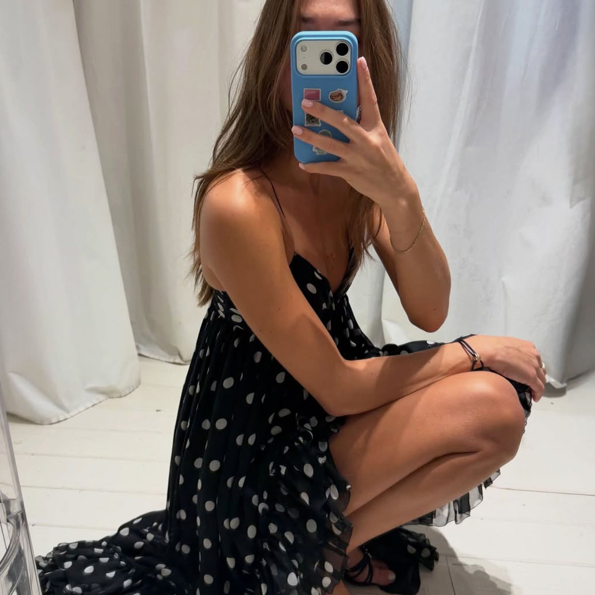 Woman in a polka-dot dress