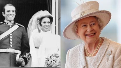 Princess Anne&#039;s wedding to Mark Phillips sparked remark from the Queen; seen here are Princess Anne and Captain Phillips and the Queen at different occasions