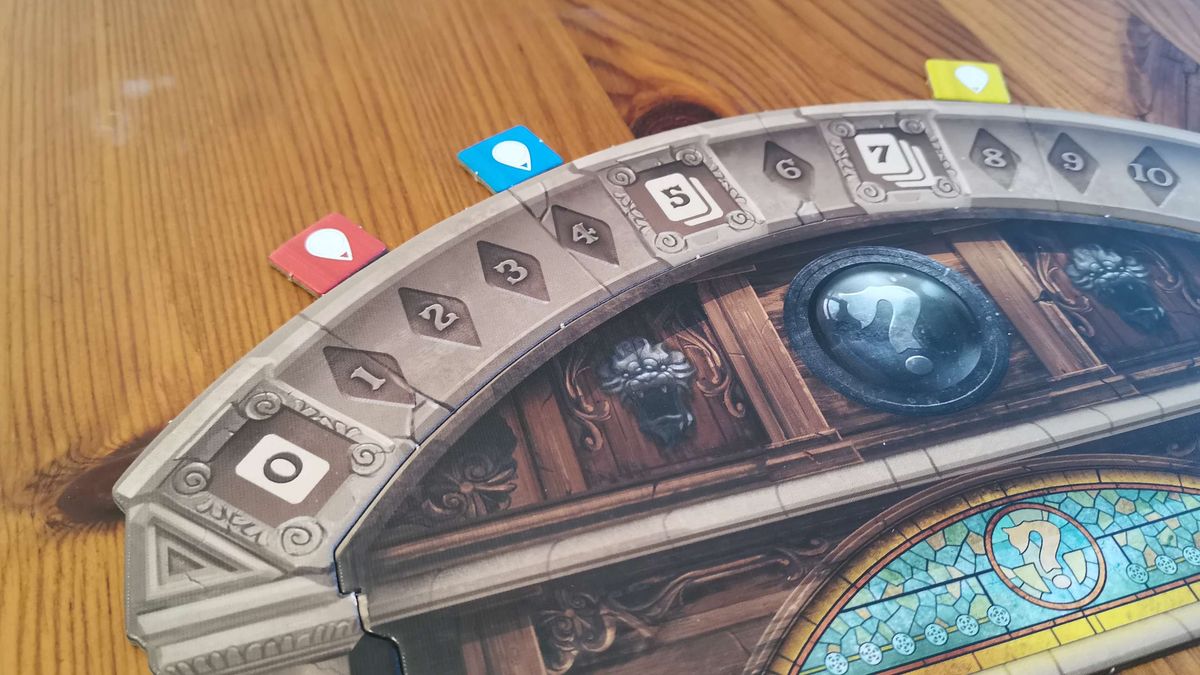 Part of the Mysterium board, with a gothic style and numbers along the top