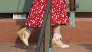 A close-up of Pippa Middleton's shoes at the 2018 French Open