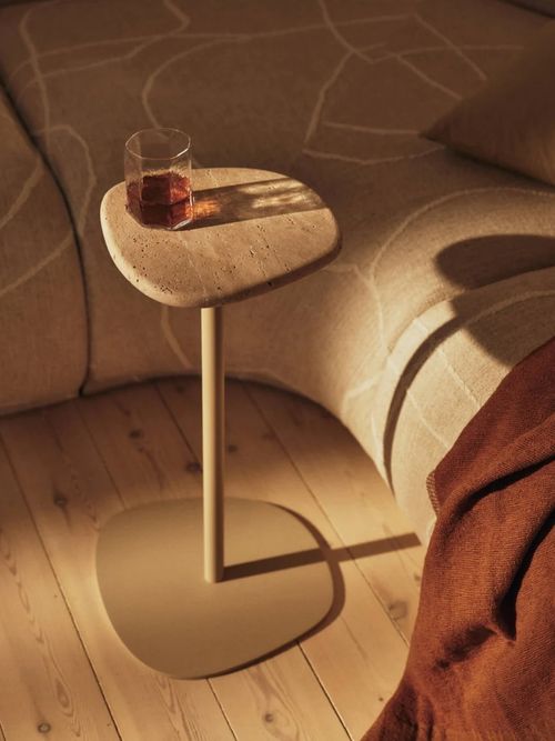 Travertine Side Table Plyo