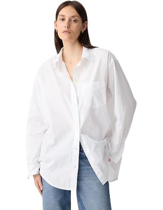 Gap Womens Poplin Big Shirt Optic White S