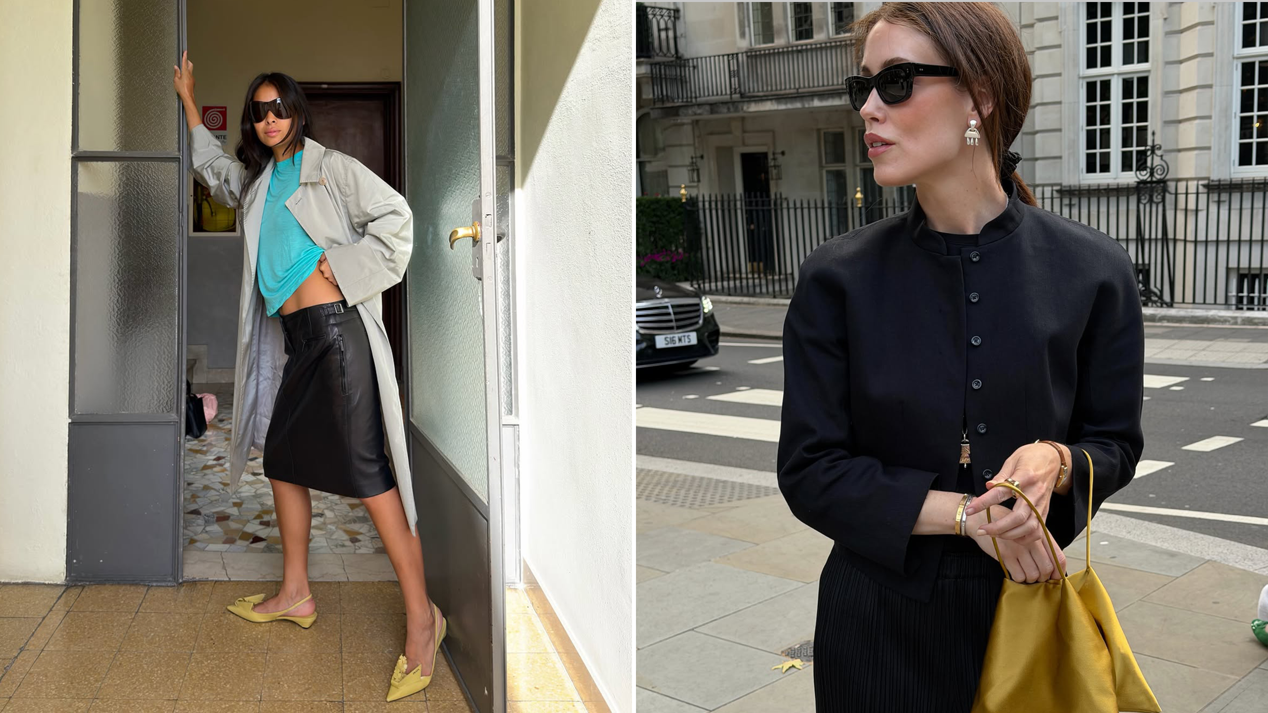influencer outfit images featuring the ochre color trend