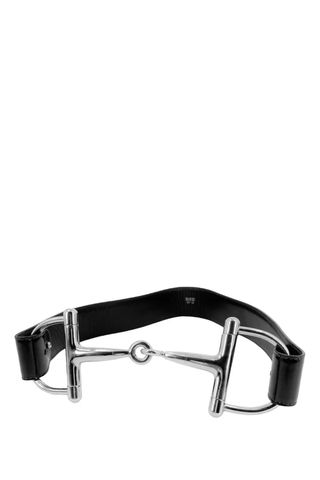 Gucci Patent Leather silver Horsebit black Belt