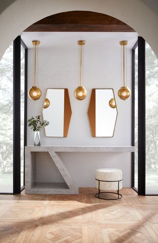 Bathroom with symmetrical mirrors