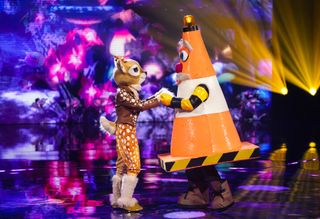 The Masked Singer UK Traffic Cone and Fawn sing a duet