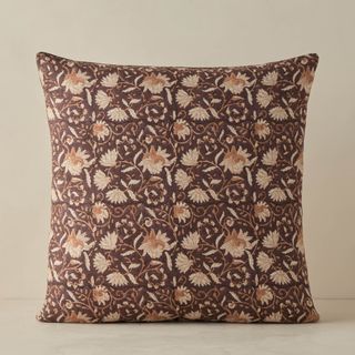 brown floral square pillow