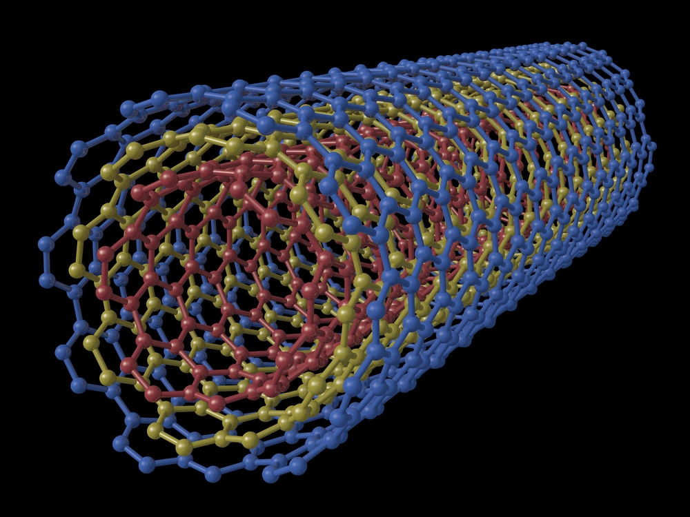 Rendered image of a multi walled carbon nanotube.