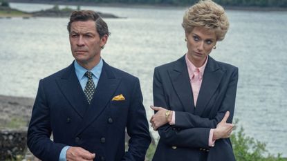 Dominic West as Prince Charles and Elizabeth Debicki as Diana in Season 5 of The Crown