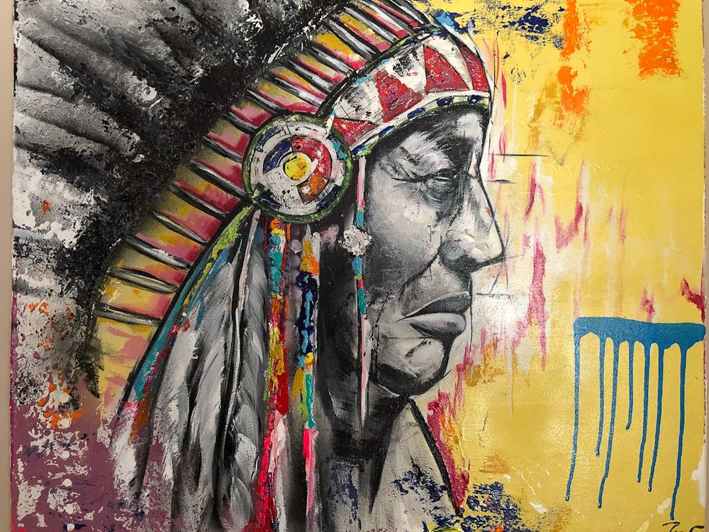Another acrylic and spray paint portrait by TJ Eisenhart. This one was commissioned
