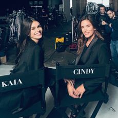 Kaia Gerber and Cindy Crawford backstage at a Zara campaign shoot