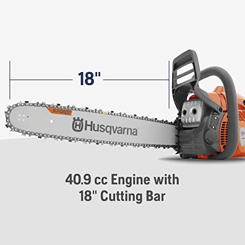 Husqvarna 440 Gas Chainsaw, 40-Cc 2.4-Hp, 2-Cycle X-Torq Engine, 18 Inch Chainsaw With Smart Start, for Wood Cutting and Tree Trimming, 970612318