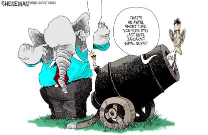 Political cartoon US GOP Paul Ryan congress retirement