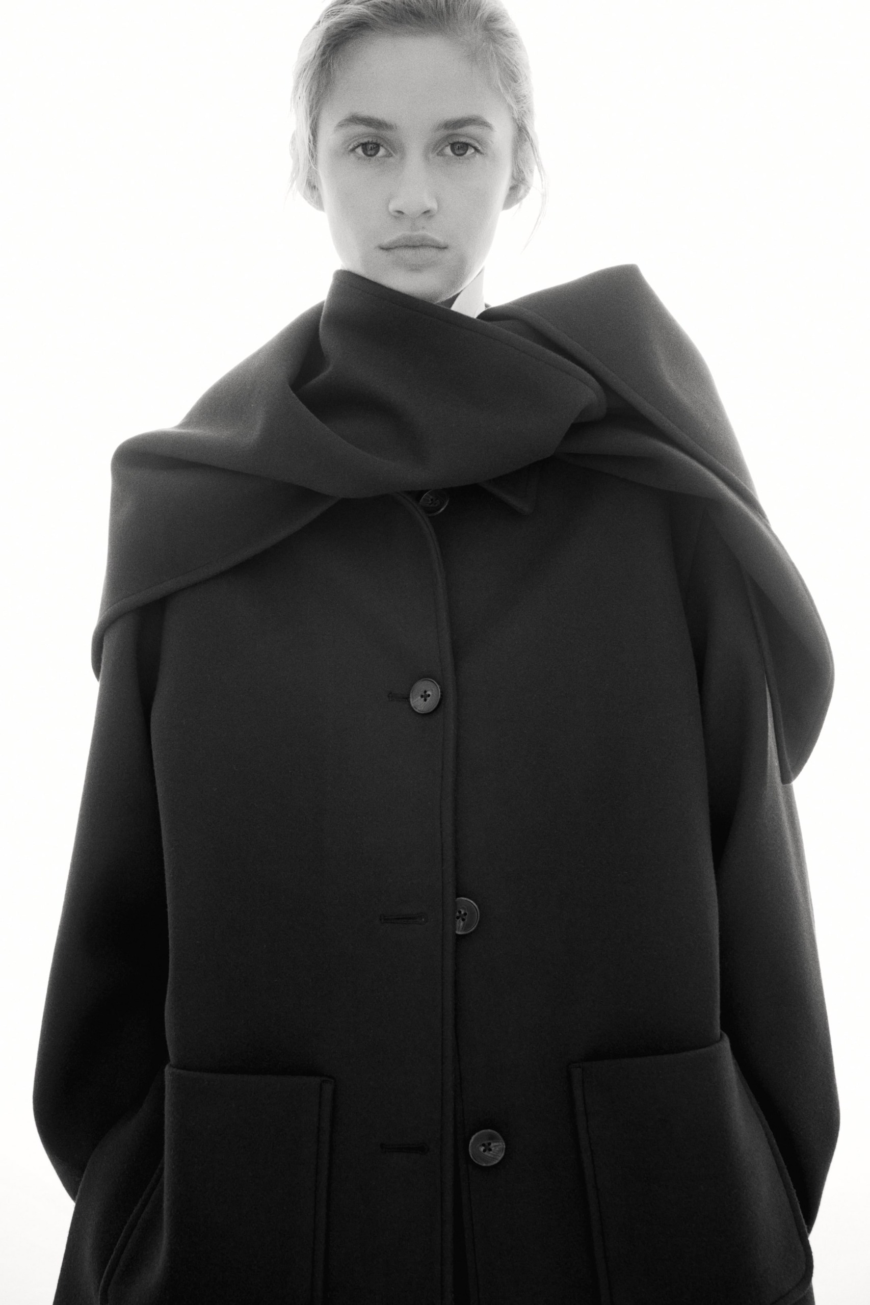 Oversized Scarf-Detail Coat