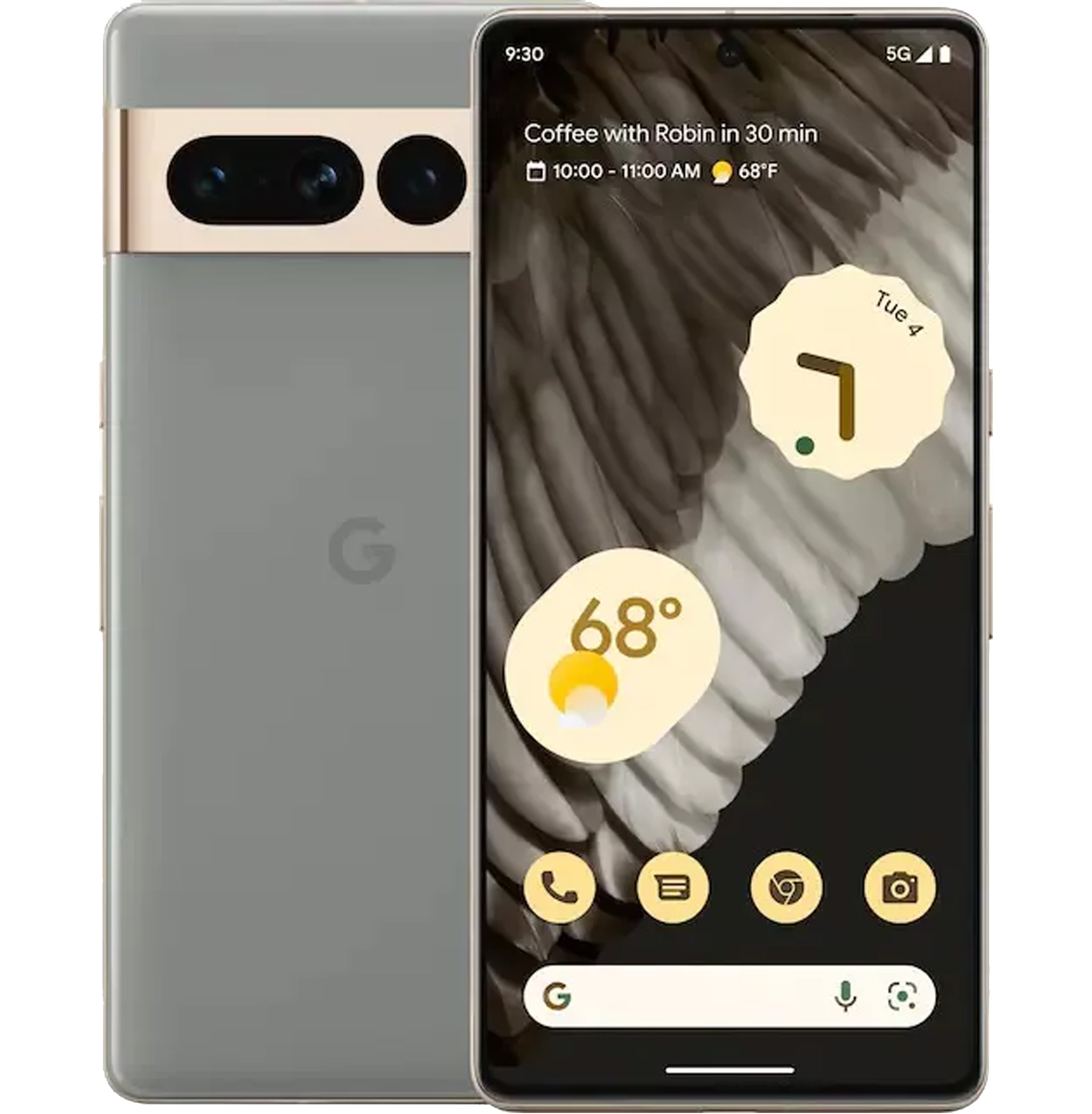 Uma renderização oficial da cor avelã do Google Pixel 7 Pro