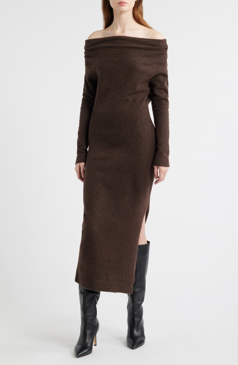 One-Shoulder Long Sleeve Sweater Dress