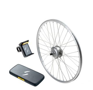 Swytch ebike conversion kit parts on a white background