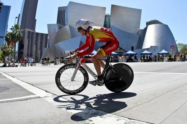 Dutch rider Thomas Rabou (Team Type 1) rides in the mountains leader's jersey.