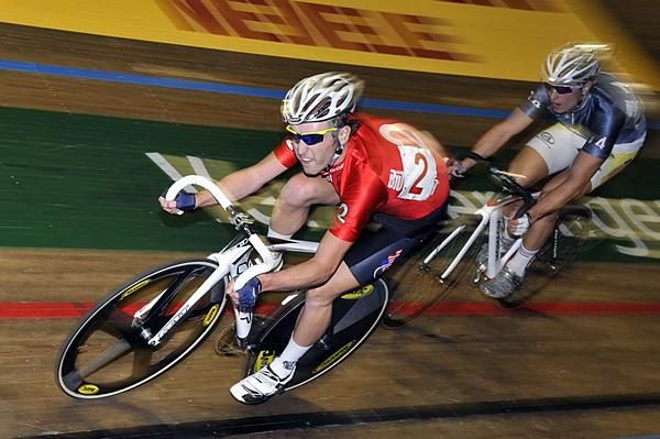 American rider Ian Moir puts in the big effort during the UIV Cup racing.