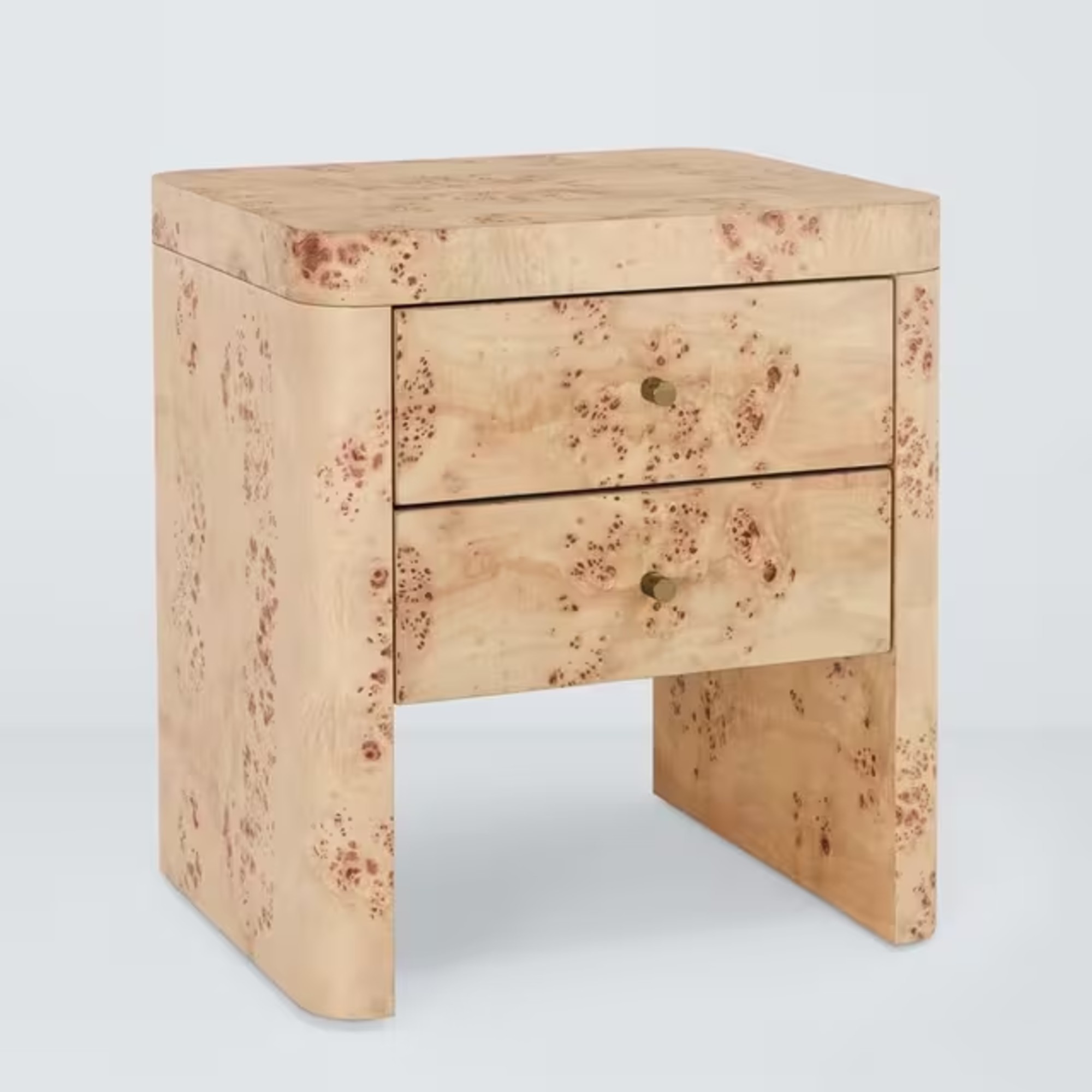 John Lewis Burl 2 Drawer Bedside Table, Natural Beige