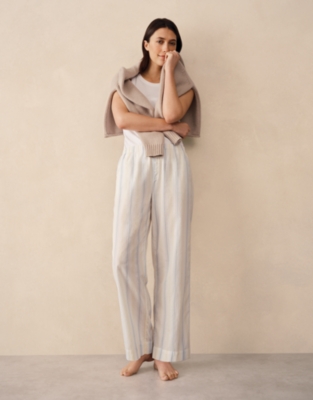Organic Cotton Stripe Relaxed Pull-On&amp;nbsp;trousers | the White Company