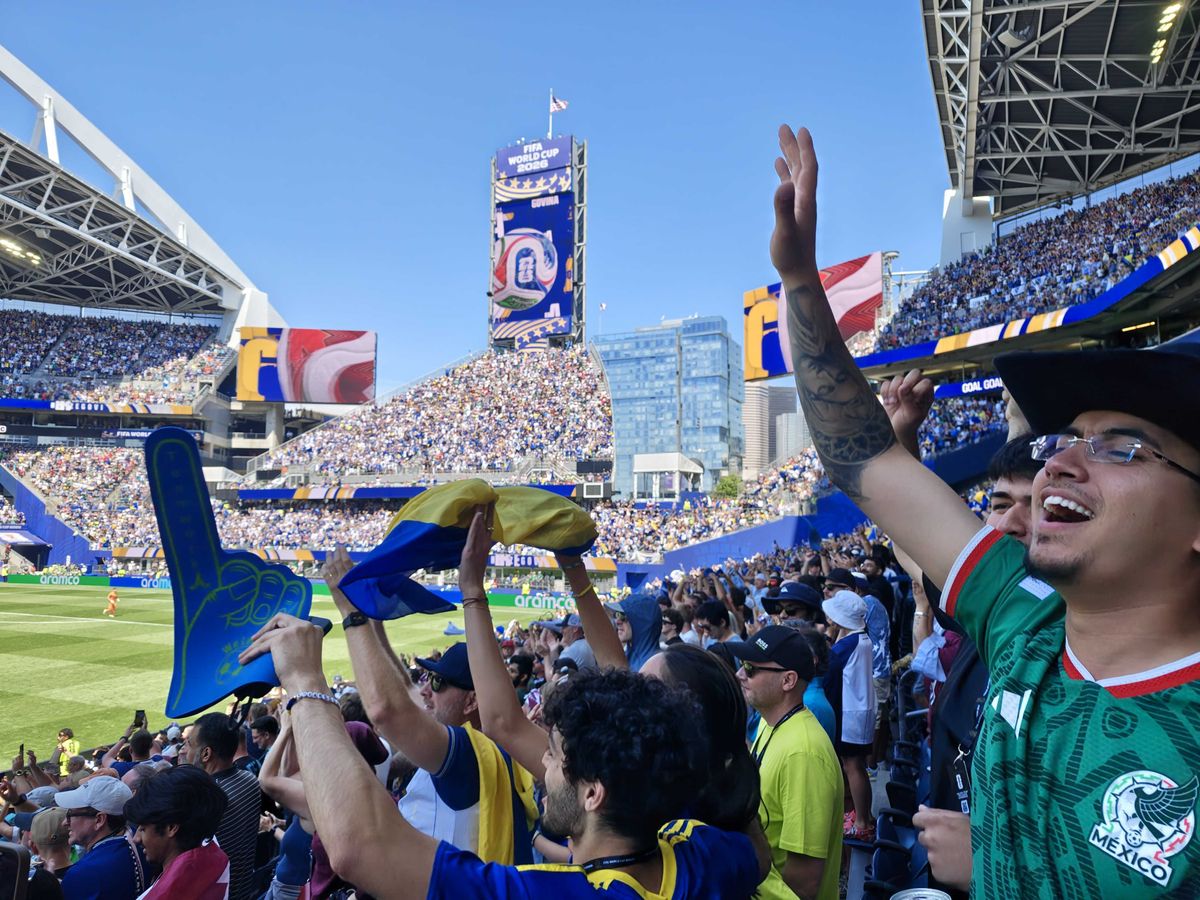 Spectators cheering