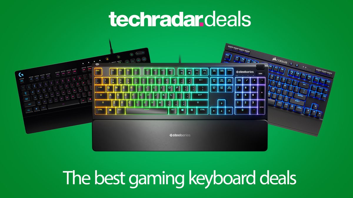 Three cheap gaming keyboards side by side