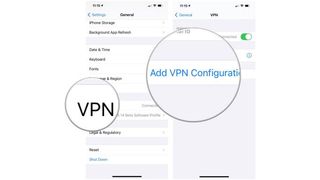 A screengrab of setting up a VPN on iPhone