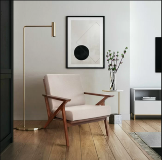 Folsom 26 inch mid century modern arm chair in a stylish living room