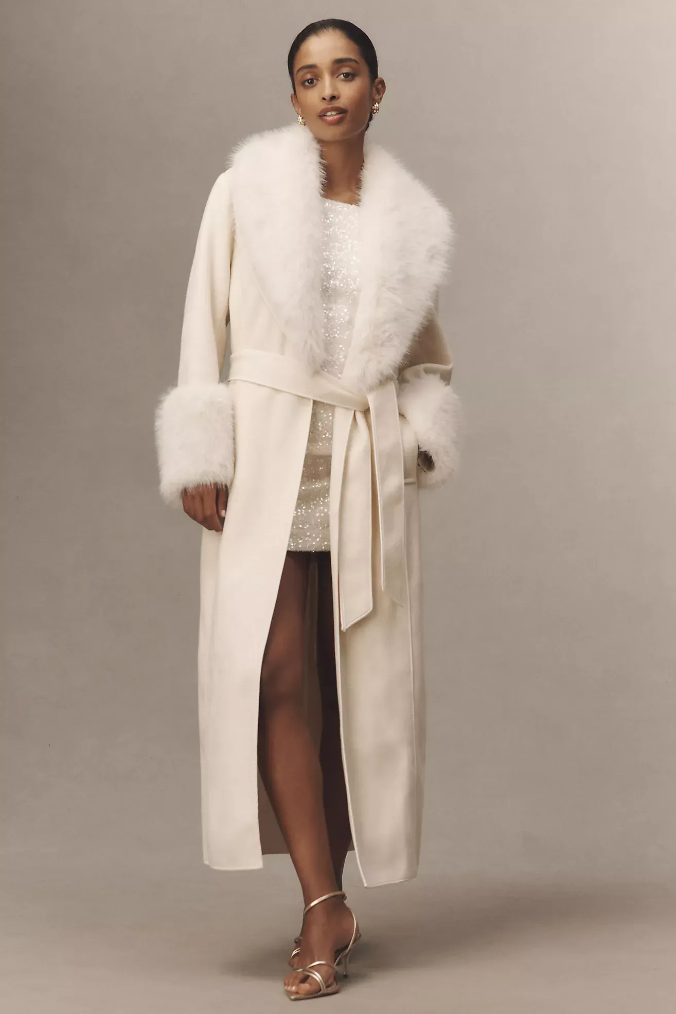 Elliatt Aria Faux Fur Trim Belted Coat
