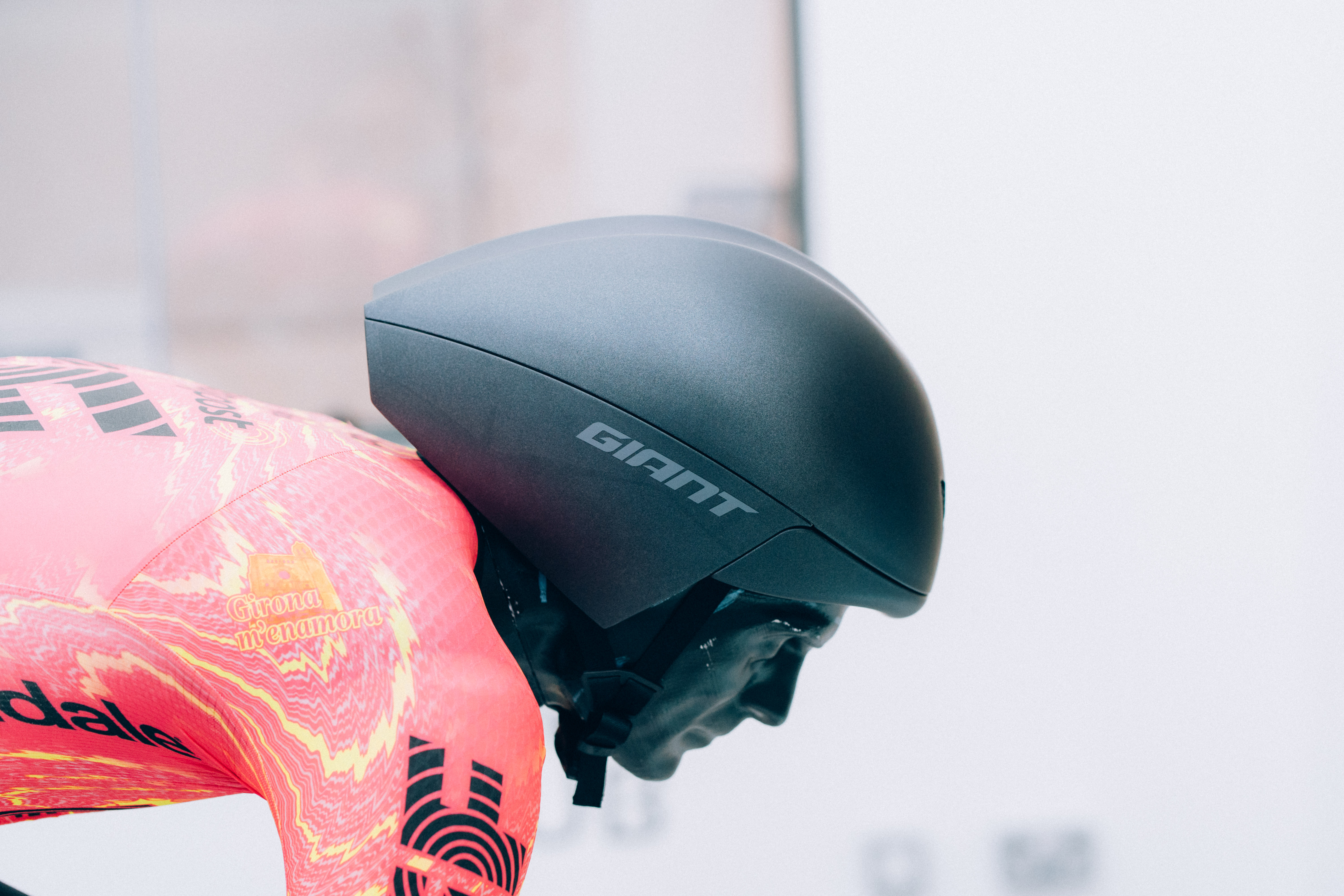 A close up of helmets being tested in the wind tunnel