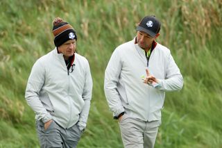 Harrington and Donald talk at the Ryder Cup